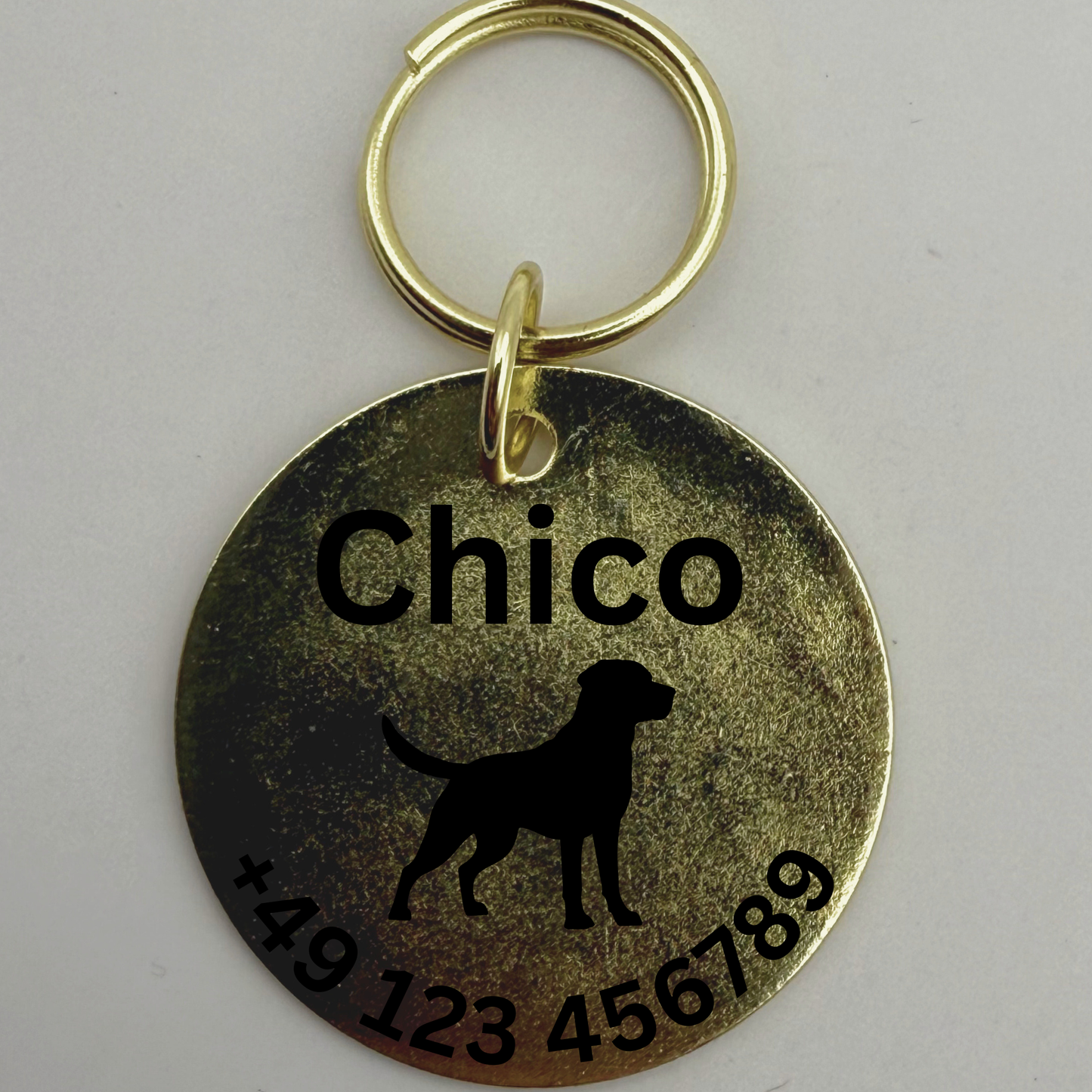 Tier-Anhänger (Pferd, Hund, Katze) | Infostempel Messing - GebrüderR&A